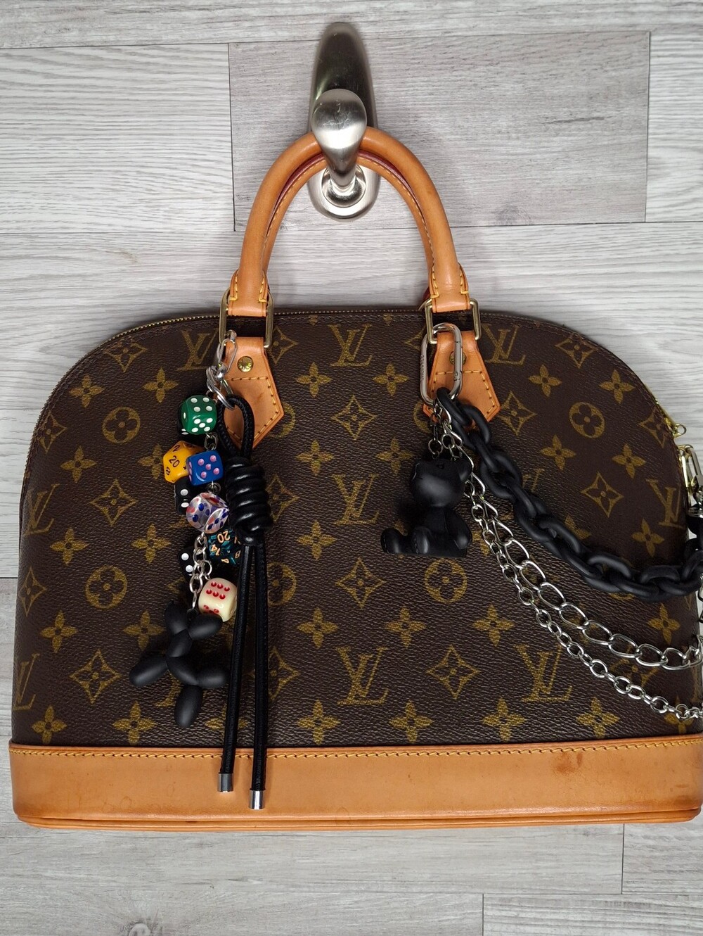 Vintage Louis Vuitton Alma Monogram Satchel with Vachetta Trim and Gold Hardware
